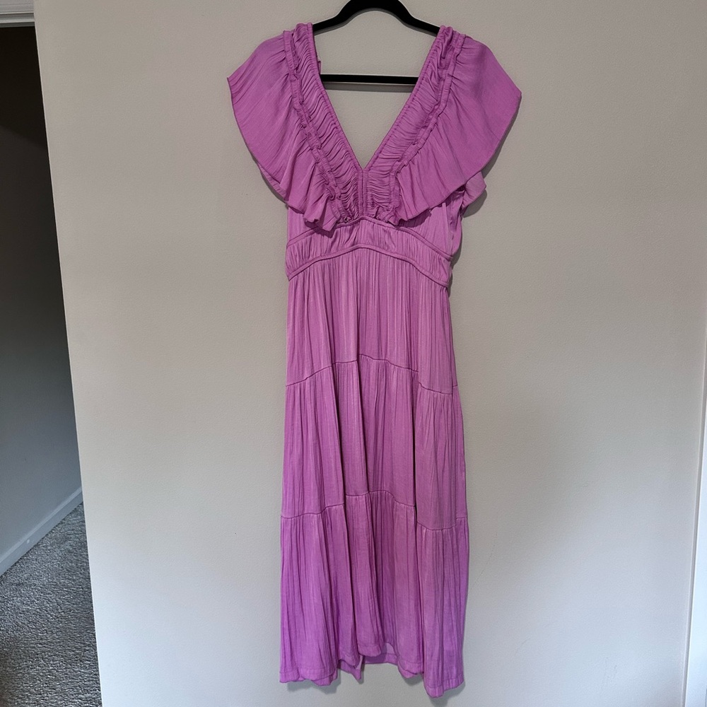 Joie Lavender Midi Dress with Ruffles
